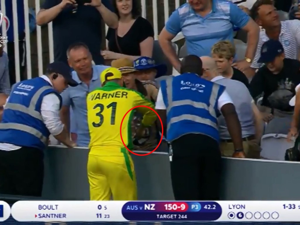 Australian Cricketer David Warner eats fan's chips