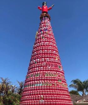 A Heckin' Massive Red Can Christmas Tree Went Up In Suburban Perth