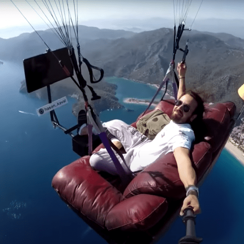 Man Flies His Entire Lounge Room Over The Ocean Because...Why Not?