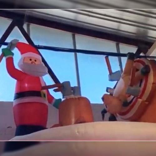 Bunnings Has A New ‘Axe Throwing Santa’ Inflatable That Could Easily Pass For Halloween