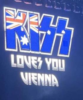 Austrian KISS Fans Greeted With Huge Projection Of Australian Flag At Vienna Concert