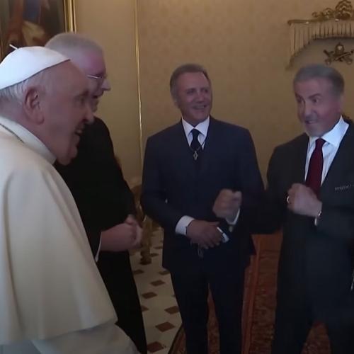 Pope 'Shadowboxes' With Rocky Actor Stallone During Vatican Visit